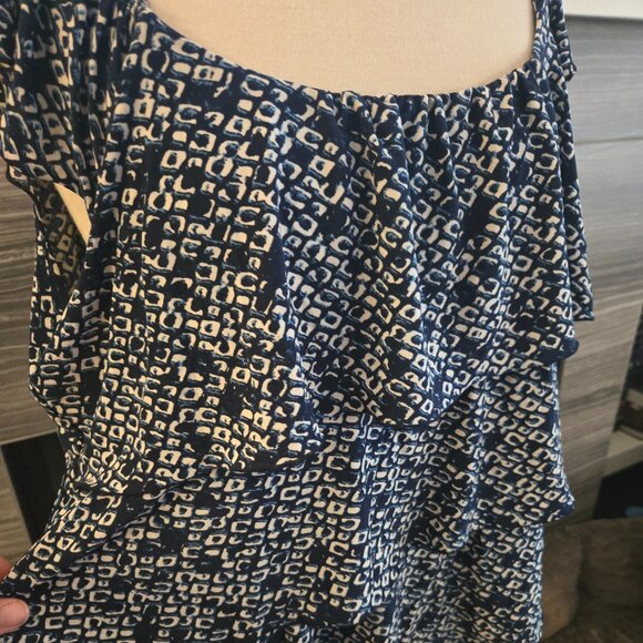 💙 NWD Plus Navy Blue Tiered Ruffle Tunic 2X EUC - Picture 3 of 4